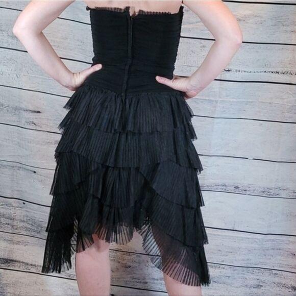 🔸️BCBGMaxazria Black Strapless Tiered Ruffled Dress Small - Picture 12 of 16